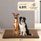 TURBRO 48x28” Extra Large Pet Heating Pad, Electric Heated Dog Bed for Large Breeds, Air Valve Design, Anti-Bite Cord, Ultra-Soft and Anti-Slip Cover, Outdoor and Indoor Use, UL Test Passed, Brown