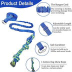 Dog Bungee Tug Toy Hanging from Tree,Outdoor Tug of War Interactive Tether Dog Rope with Chew Lure for Small Medium Large Dogs (Blue)
