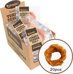 AFreschi Turkey Tendons for Dogs, USA-Sourced, Healthy Dog Treats, Rawhide-Free Puppy Chews, Long Lasting, All Natural, Hypoallergenic Dog Treats for Medium Breeds, 20 Count Box Ring (M)