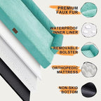 Orthopedic Washable Large Dog Bed, Dog Beds with Removable Cover, Large X XL Pet with Bolster, Washable Aqua Blue Sofa with Orthopedic Egg Foam for Medium Large Dogs