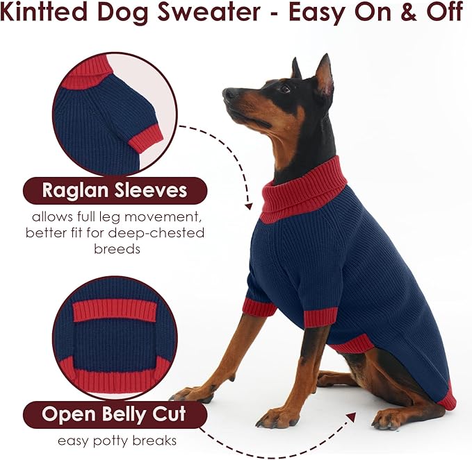 Great Dane Dog Sweater XXXXXL, Warm Turtleneck Dog Sweater with Harness Hole, Stretchy Christmas Sweaters for Extra Large Dogs Boy Girl, Winter Warm Pet Clothes Holiday Outfit, NavyBlue 5XL