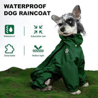PINA Dog Raincoat, Waterproof Jacket with Hood, Lightweight Dog Jacket with Leash Hole, Poncho with Reflective Strap and Pocket for Wet Weather, Full Wrap Design for Full Protection