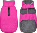 Dog Winter Coat, Waterproof Dog Jacket with Leash Hole, Reflective Adjustable Pet Snow Vest, Warm Fleece Sweater for Small Medium Large Dogs - Pink, XS