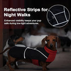 Lelepet Dachshund Coat Warm Dog Winter Coat Waterproof Dog Jacket with Fleece Lining, Reflective Outdoor Dachshund Snowsuit with Leash Hole Adjustable Neckline,Coats for Small Medium Dogs,Red, S