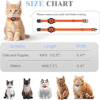 Airtag Cat Collar, Stretchy Kitten Collar with Apple Air Tag Holder, Lightweight and Comfortable, Ultra Elastic GPS Cat Collars for Cats Kittens and Puppies, 8-12.5 inch, Orange