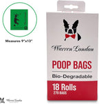 Warren London Poop Bags For Dogs & Pets | Earth Friendly Dog Poop Bags for Cleaning Pet Waste | Boston Terrier French Bulldog Pug | Box of 18 Rolls
