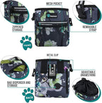 PetAmi Dog Treat Pouch, Pet Treat Pouch for Training, Dog Walking Bag Holder for Kibbles, Pet Food Toy, Dog Trainer Essentials Supplies, Poop Bag Dispenser, 3 Ways to Wear (Floral Grey)