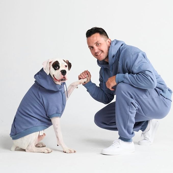 Spark Paws Dog Hoodie – Premium Dog Sweater for Small, Medium, and Large Dogs | Warm Outfits for French Bulldogs, Pitbull, Puppy, Winter Jacket Alternative - Slate Blue - 2XL