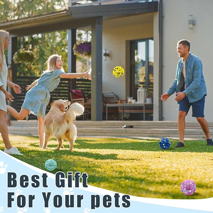 Magicorange Dog Balls Tennis Ball Toys Dog Toy for Aggressive Chewers Indestructible Teething Chew Toys Water Toy Fetch Ball for Dogs (4 Pack)