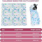 Cat Grooming Wrap for Cutting Nails, 21.6" Anti-Escape Calming Cat Swaddle Wrap for Medicine, Nail Clipping, Teeth Brushing, Ear Cleaning, Self-Adherent Burrito Restraint, (Geometric Fish, M)