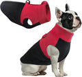 Idepet Dog Fleece Vest Sweater Zip Up Warm Pullover Dogs Jacket with D-Ring Leash Winter Cold Weater Coat Pet Sweatershirt Clothes Hoodie for Small Medium Dogs Boy Girl (Red/Black, XS)