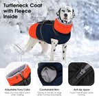 SUNFURA Dog Coat, Dog Jacket for Large Dogs with Harness Built in, Warm Pet Winter Coat Zip Up Snow Jacket with Furry Collar for Boston Terrier, French Bulldogs, Blue L