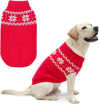 Warm Winter Pink Dog Sweater - Cold Weather Pet Clothes for Small Medium Large Dogs Indoor Outdoor, Soft Classic Knit Puppy Apparel Coat, Red, XL
