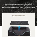 Bedfolks Orthopedic Dog Bed, Big Waterproof Dog Sofa Bed for Large Dogs, Egg Foam Pet Couch Bed with Removable Washable Cover and Nonslip Bottom, Black
