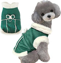 Jecikelon Bowtie Dog Cold Weather Coat Fleece Lining Warm Pet Puppy Turtleneck Dogs Winter Clothes for Small Dogs with D-Ring (Green, Small)