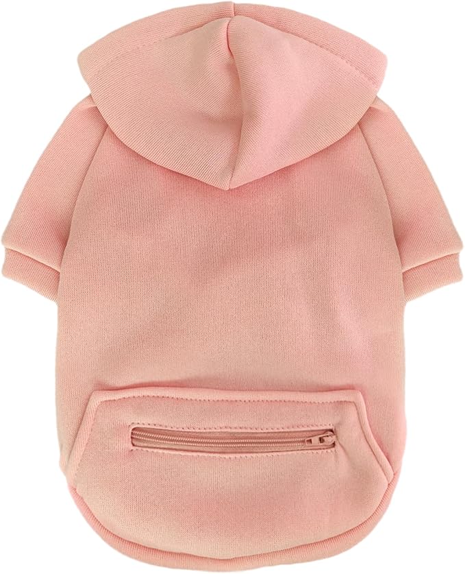 Jecikelon Pet Dog Cold Weather Coat with Pocket Winter Dog Hoodie Warm Puppy Clothes for Small Dogs Chihuahua Clothing (Pink, Large)