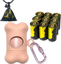 Bone-Shaped Dog Poop Bag Holder for Leash |Dispenser with 135Leak-Resistant Waste Bags & Carabiner Clip（Pink）