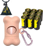 Bone-Shaped Dog Poop Bag Holder for Leash |Dispenser with 135Leak-Resistant Waste Bags & Carabiner Clip（Pink）