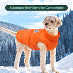 Kuoser Dog Coat Puffer Vest, Warm Dog Jacket Windproof Dogs Cold Weather Coats Pet Snowsuit Padded Vests, Lightweight Puppy Winter Clothes for Small Medium Dogs, Button Design, Easy On/Off, Orange M
