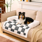 FUNNY FUZZY Pet Couch Covers for Sofa, Large Couch Cover for Dogs Washable Cream Square Plaid Pet Bed Mat for Furniture Protector Sofa Cover for Pets, Large, Black
