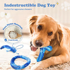 3Pack Dog Toys for Aggressive Chewers Dog Chew Toy Tough Dog Toys to Keep Them Busy Bacon Flavor Teething Chew Toys & Dental Health for Large Medium Small Breeds (Blue)