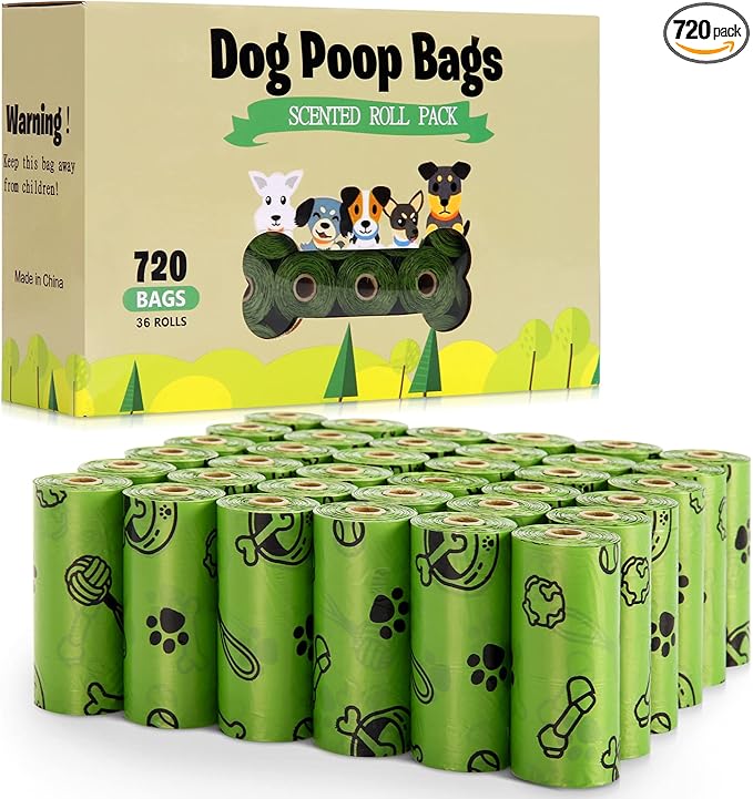 Dog Poop Bag(720 Count), Leak Proof Dog Bags for Poop Refills Rolls - Extra Strong Doggie Poop Bags Scented - 9X13 Inches with a dispenser Pet Waste Bags
