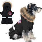 PINA Small Dog Coats - Waterproof Winter Jacket with Flannel Lining, Faux Fur Hood & Pocket