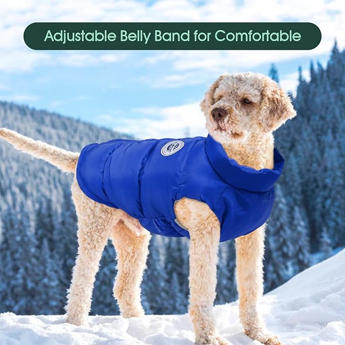 Kuoser Dog Coat Puffer Vest, Warm Dog Jacket Windproof Dogs Cold Weather Coats Pet Snowsuit Padded Vests, Lightweight Puppy Winter Clothes for Small Dogs, Button Design, Easy On/Off, Blue S