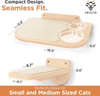 INICIO Cat Wall Shelves – Dog Proof Feeding Station with Wall Mounted Shelves, Durable 3 Step Birch Floating Shelf for Cats Up to 15lbs, Attached Cat Food Bowl for Convenient Feeding – Wood Brown