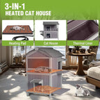 GUTINNEEN 2-Story Heated Cat House for Outside Large Insulated Cat House Outdoor Weatherproof Feral Cat Shelter with Heated Pad, Insulated All-Round Thermal Liner for 1-4 Cats