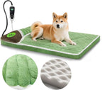 Heated Dog Bed 32x20x2 in,Equipped with MET/UL Dual Certified Heating Pad and Intelligent Controller,Thickened Memory Sponge+100% Plush Heated Pet Bed,Indoor Puppy Bed with Side Pillows