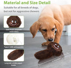 PETGEEK Interactive Squeaky Dog Toy, Upgraded Automatic Moving Vibrating Dog Ball with Plush Cover, 900mAh Rechargeable Bouncing Ball with Recording Music Mode, Crinkle Dog Toy for Pet Boredom, Brown
