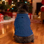 PUPTECK Dog Sweater, Turtleneck Warm Knitted Pullover Coat, Thick Cable Knitwear Clothes in Winter, Pet Apparel Outfits for Large Dogs, for Cold Weather Indoor & Outdoor, Deep Blue XL