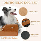 Comfort Expression Orthopedic Dog Bed for Small Dogs 20x14 Inch, Waterproof Supportive Egg Crate Foam Small Pet Bed with Removable Bolsters, Dog Couch with Washable Cover & Non-Slip Bottom, Orange