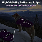 Lelepet Warm Dog Winter Coats for Large Dogs Waterproof Dog Jacket Reflective Pet Fleece Vest Windproof Cold Weather Coats with Adjustable Buckle & Leash Hole, Purple, XL