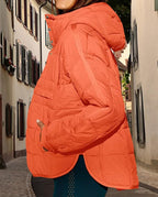 Womens Oversized Hooded Puffer Jacket Fall Winter Warm Quilted LightWeight Jacket Casual Fashion Solid Color Coat