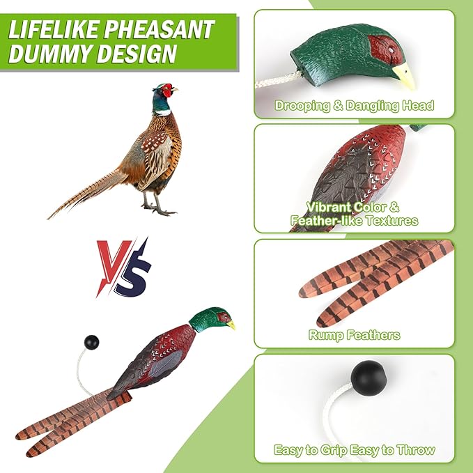 Archerest Dead Duck Dove Pheasant Dummy Bumper Toys for Waterfowl Hunting Retriever Dog Training, Floating Mallard Dummy Trainer Outdoor Soft Durable Realistic Fowl