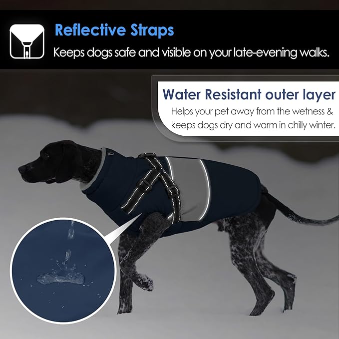 AOFITEE Small Dog Coat, Dog Winter Coat with Harness Built in, Warm Dogs Jacket with Zipper & Polar Fleece Collar, Waterproof Pet Snow Jacket Snowsuit for Schnauzer, Chihuahua Yorkshire, S