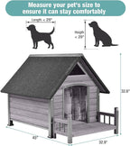 Dog House with Heating Pad, Weatherproof Outdoor Kennel for Large Dogs, Chew-Resistant Iron Frame & Asphalt Roof (Grey, L)