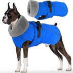 Dogcheer Dog Coat with Pocket, Waterproof Dog Jacket with Adjustable Buckle, Reflective Puppy Winter Coat Warm Turtleneck Fleece SnowJacket for Small Medium Large Dogs - Blue S