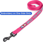 Pawtitas Personalized Dog Leash - Embroidered Custom Leash with Pet Name & Phone Number, 6 ft Long, Medium to Large, Pink