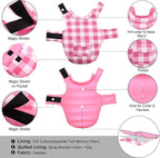 ASENKU Dog Winter Coat, Fleece Doggie Jacket Plaid Reversible Vest Waterproof Windproof Cold Weather Clothes for Small Medium Large Dogs (Pink,3XL)