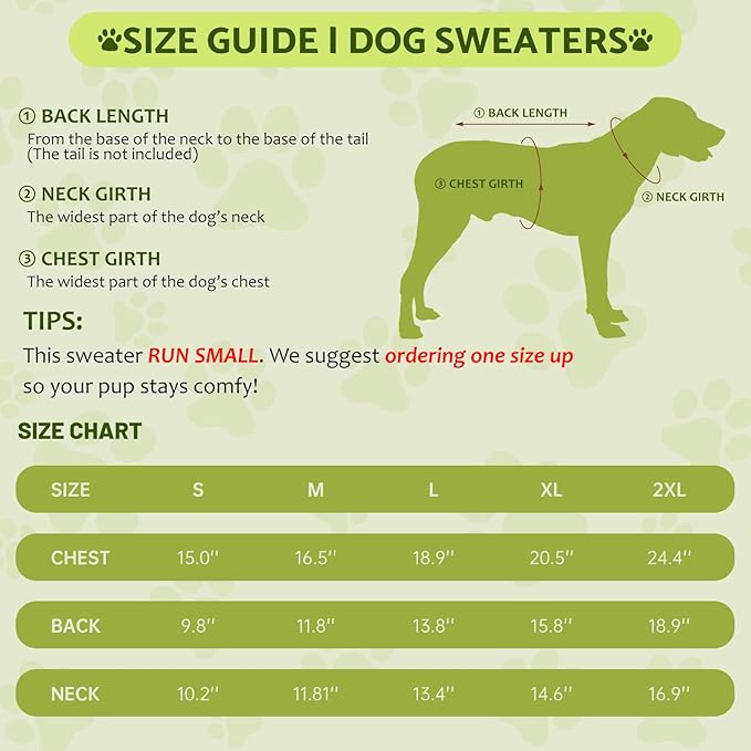 Small Dog Furry Pullover Sweater, Classic Turtleneck Dog Clothes for Cold Weather Cute Warm Pet Clothes for Chihuahua, Bulldog, Dachshund, Pug Green Large