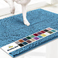 Muddy Mat® AS-SEEN-ON-TV Highly Absorbent Microfiber Door Mat and Pet Rug, Non Slip Thick Washable Area and Bath Mat Soft Chenille for Kitchen Bathroom Bedroom Indoor and Outdoor - Sky Blue 36" x 120"
