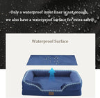 Bedfolks Orthopedic Dog Bed, Big Waterproof Dog Sofa Bed for Large Dogs, Egg Foam Pet Couch Bed with Removable Washable Cover and Nonslip Bottom, Navy Blue