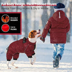 AOFITEE Dog Coat, Waterproof Dogs Jacket for Winter, Warm Fullbody Small Dog Snowsuit, Winter Coat for Small Dogs, Zip Up Pet Puffer Jacket Fleece Vest, Reflective Pet Snow Jackets, Christmas Red