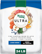 Nutro Ultra Adult Large Breed Dry Dog Food, Chicken, Lamb and Salmon Protein Trio, 24 lb Bag