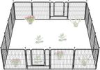 FXW Garden Fence Outdoor for The Yard – 32in(H) x 36.4ft(L) Heavy Duty Metal Animal Barrier for Dog and Rabbit, Decorative Dog Fence, 16 Panels, Black