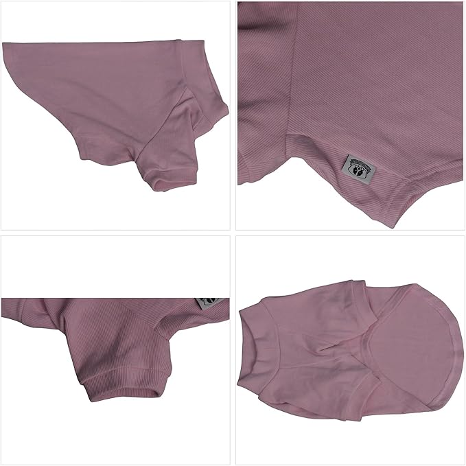 Lovelonglong Ribbed Dog T-Shirt Cotton Knitted Dog Sweaters for All Season Pet T-Shirts for Large Medium Small Dogs Light Pink S