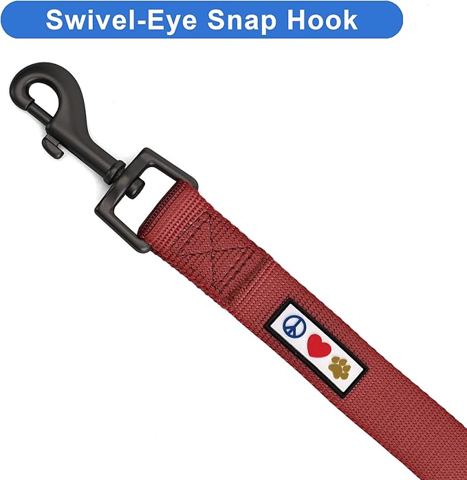 Pawtitas Personalized Dog Leash, 6 ft Long, Brown, Extra Small, Embroidered with Pet Name & Phone Number